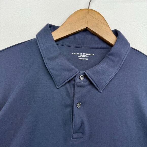 Charles Tyrwhitt Polo Shirt Men's XL Blue Navy Knit Collared preppy Golf Rugby - Picture 1 of 10